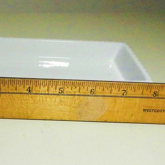 2006 ESTEE LAUDER Porcelain White Ribbed 8" Gold Vanity or Brush Tray - Picture 3 of 9